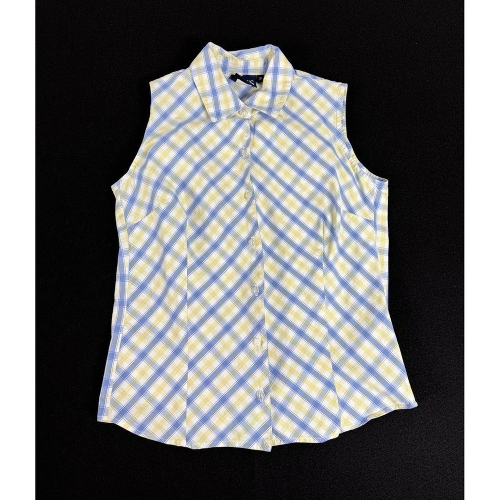 Lilys of Beverly Hills 90s Sleeveless Button Front Shirt Womens Plaid Cotton USA